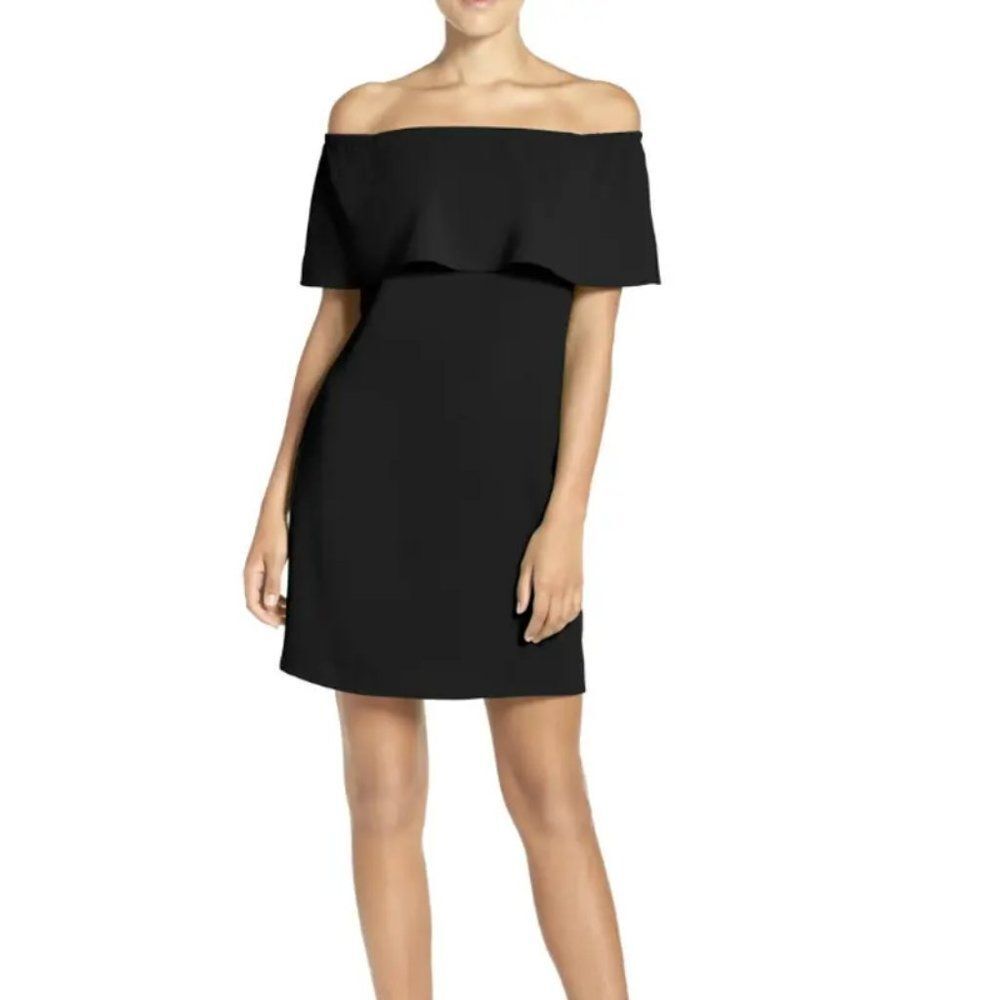 NWT Charles Henry Off Shoulder Black Mini Dress Sz S Petite